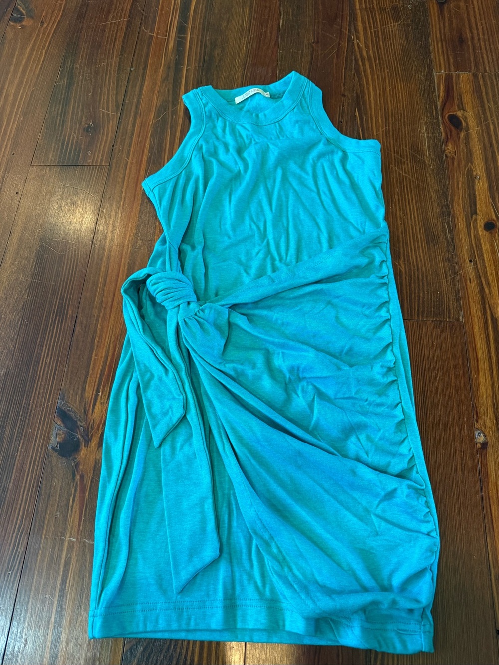 Turquoise Knot-Detail Mini Dress